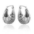 Silver liquid lava heart earrings with textured U-shape design and polished metal finish - Silver XLEH012-1 (Matte Dots)
