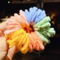 Colorful plush elastic hair bands for kids in pink, blue, green, and orange shades - 13# Fuzzy Korean Style Colors Approx 100Pcs