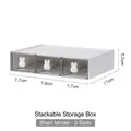 White 3-drawer desk organizer with transparent drawers and cute rabbit handles - Low Type - 3 Drawers