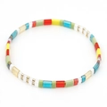Buntes Tila-Perlenarmband im Boho-Stil mit roten, blauen und gelben Emaille-Perlen für Damen - Mehrfarbige Patchwork