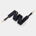 Dark blue leather handbag strap with contrast stitching and gold-tone spring buckles - Blue Gold Buckle