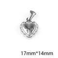 Vintage stainless steel heart cross pendant with relief design and wide bail, 17mm x 14mm - Heart Cross Relief Pendant (P00085S)