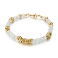 Bohemian gold-plated stainless steel bracelet with white beads and lobster clasp - Gold Bracelet (KB161957-Z)