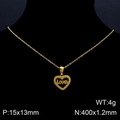Collana a cuore placcata oro 18K con incisione Love e specifiche tecniche del prodotto - Stile Cuore Cavo love (KN89589-K)