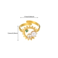 Detailed dimensions of 18K gold plated ring with pearl and sun motif, 17mm diameter - Sun Shape Pearl Multicolor Gemstone Style (G11207270) / Gold
