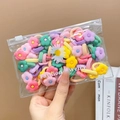 Set of colorful floral elastic hair ties for girls in a clear zip-lock jewelry pouch - Marshmallow (20 Pcs)
