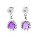 Orecchini a cuore in argento con pietra viola centrale e cristalli di zircone bianco - Base Argento Ciondolo Cuore Viola (KE45186-D)