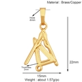 Dimensions détaillées d'un pendentif compas et équerre en laiton doré pour bijoux - Compas et Équerre