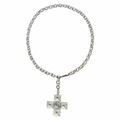 Silver cross pendant necklace with spiral center and beaded texture on Rolo chain - Cross Pendant Necklace (Style 1) / 45cm / Silver