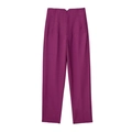 Stylish high-waisted straight leg trousers in a vibrant purple shade and smooth fabric - XS / Light Purple-Red