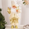 Detail of 12-inch standing Santa Claus doll in gold and cream outfit for Christmas decor - 12 Inch Gold Style