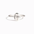 Minimalistischer S925 Sterlingsilber Versprechensring mit ovaler Pinky Swear Gravur - US-Größe 9 / Weißgold