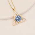 Goldene Dreieckskette mit Zirkonia-Steinen und blauem Evil-Eye-Anhänger an feiner Kette - Blau-Weißer Evil Eye Stil(8#)