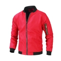Classic red bomber jacket for men with black ribbed collar and sleeve pocket - M / China Red