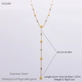 Elegant 18k gold plated stainless steel Y-shaped necklace with zircon stones for women - Long Round Disc Zirconia Style (XL31204)