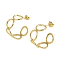 18K gold-plated stainless steel hoop earrings with textured and smooth interlinked rings - Gold