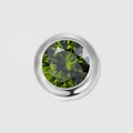 Classic stainless steel stud earring with a round faceted green rhinestone in bezel setting - Birthstone Pendant / Aug Peridot (Silver)