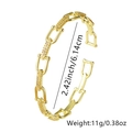 Detail view of gold heart bracelet with dimensions 2.42 inch and 11g weight information - Style 2: U-Shaped Chain Link Zirconia