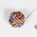 Colorful braided cotton rope ball toy for dog teeth cleaning and interactive play - 7cm 85g / Rainbow