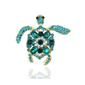 Exquisite Schildkröten-Brosche mit grünen und blauen Kristallen auf Goldbasis - Schildkröten-Form