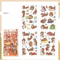 Autocollants teckel mignons en PET, 4 feuilles imperméables pour décoration de journal - Teckel à Pattes Courtes