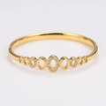 Elegante bracciale in acciaio inossidabile placcato oro 18k con zirconi ovali - Oro