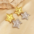 Orecchini a stella bicolore oro 18K e argento con trama in metallo martellato - Stella Martellata (Oro e Argento)