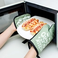 Green fabric kitchen oven mitts with white crown patterns and Queen text print - Green/Queen Of The Kitchen