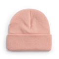Classic knitted beanie hat in lotus pink color with a soft ribbed texture and cuffed hem - One Size / Light Skin Pink