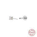 S925 sterling silver ear stud featuring a round white opal stone inlay design - #5 White Opal / White Gold