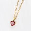 Collana dorata con ciondolo in zircone rosso a forma di cuore e catena minimalista - Colore Acciaio 45+5cm / Rosso Granata