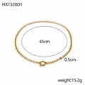 Détails du collier en acier inoxydable doré de 45cm avec largeur de 0,5cm et poids 15,2g - Chaîne à Maillons Ronds Moyenne (HX1528D1)