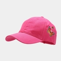 Detail of peach pink canvas baseball cap with embroidered butterfly side pattern - Adjustable / Rose Red