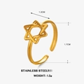 Anillo de estrella dorado en acero inoxidable con diseño calado y banda abierta - Abierto Ajustable / Dorado