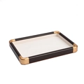 Walnut wood jewelry display tray with ivory velvet lining and gold metal corners - Empty Tray / Beige