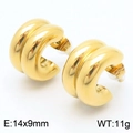Pendientes de aro en C dorados 14x9mm de acero inoxidable pulido estilo minimalista - Pendientes / Dorado