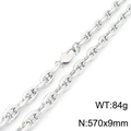 Collana a catena a maglie in acciaio al titanio argento con chiusura a moschettone - Stile Argento (KN289138-KFC)