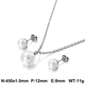 Silberkette und Ohrstecker Set mit 12mm weißen Perlen und 8mm Perlenohrsteckern - Silber 12mm Perle Anhänger Set (KS115063-Z)