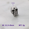Silver skull spacer bead in stainless steel for DIY jewelry with 11.5x9mm dimensions - Deep Eye Socket Skull (KLJ9093-KJX)