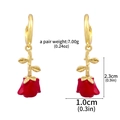 Red rose stud earrings in golden finish with 2.3cm height and 7.0g weight details - E00212-02 Red Rose Earrings
