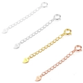 S925 sterling silver jewelry extender chains in silver, gold and rose gold with heart tags - 3CM Heart Extension Chain + Spring Clasp