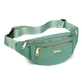 Minimalist turquoise nylon fanny pack for women with multiple zippered compartments - Green (3 Zippers)
