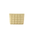 Pale yellow quilted makeup clutch featuring a modern padded lattice stitch pattern - Khaki