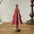 Rosa hölzerner Mini-Weihnachtsbaum-Tischschmuck mit Goldglitzer und Holzsockel - Rosa