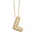 Macro shot of gold balloon-style letter L pendant with pavé crystal zircon settings - Gold - Letter L (Pendant Only)