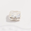 S925 sterling silver square hammered bead with irregular baroque texture for jewelry DIY - Large 10mm / Silver