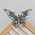 Exquisite vintage butterfly brooch with colorful crystals on a gold-plated base - Vintage Gold Colorful Butterfly