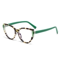 Cat-eye blue light blocking glasses with tortoise frame and bright green temples - C6 Black Yellow