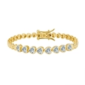 S925 sterling silver gold heart bracelet with sparkling heart-cut white gemstones - 5mm Heart Shape 14k Gold 16.5cm Approx. 10g