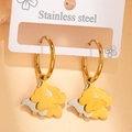 Elegant two-tone gold and silver butterfly pendant earrings in stainless steel hoops - Butterfly Pendant Hoop Earrings